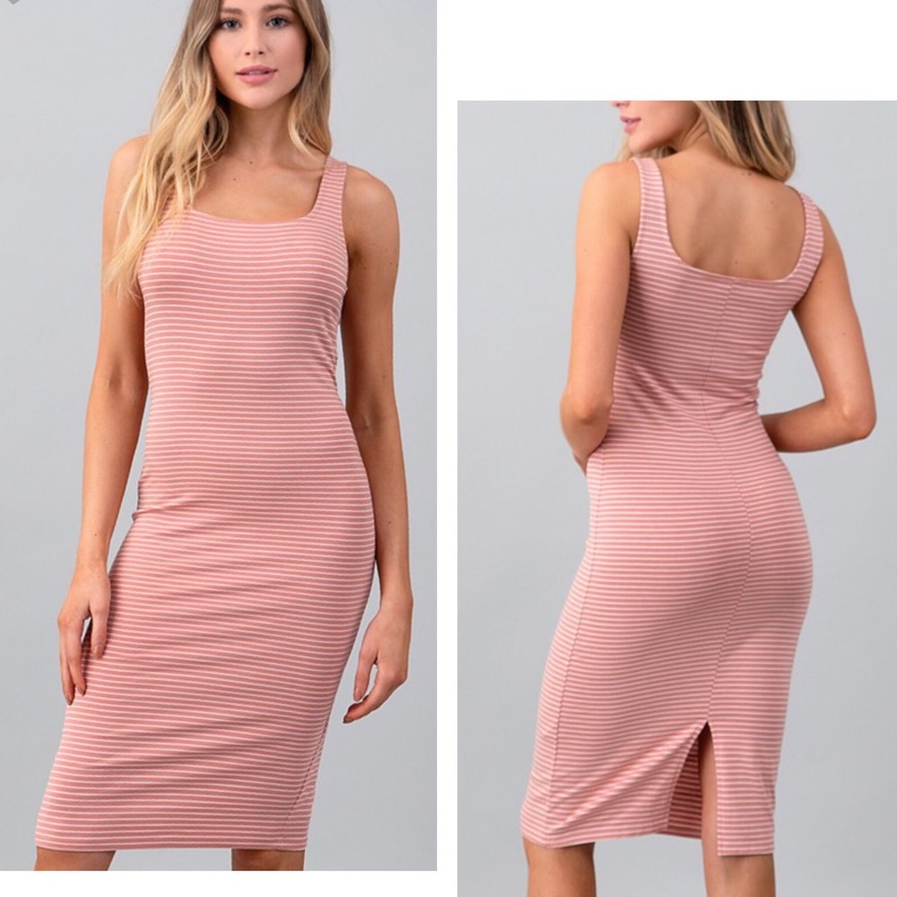 🤩Haute Pink Striped Midi Dress🌟